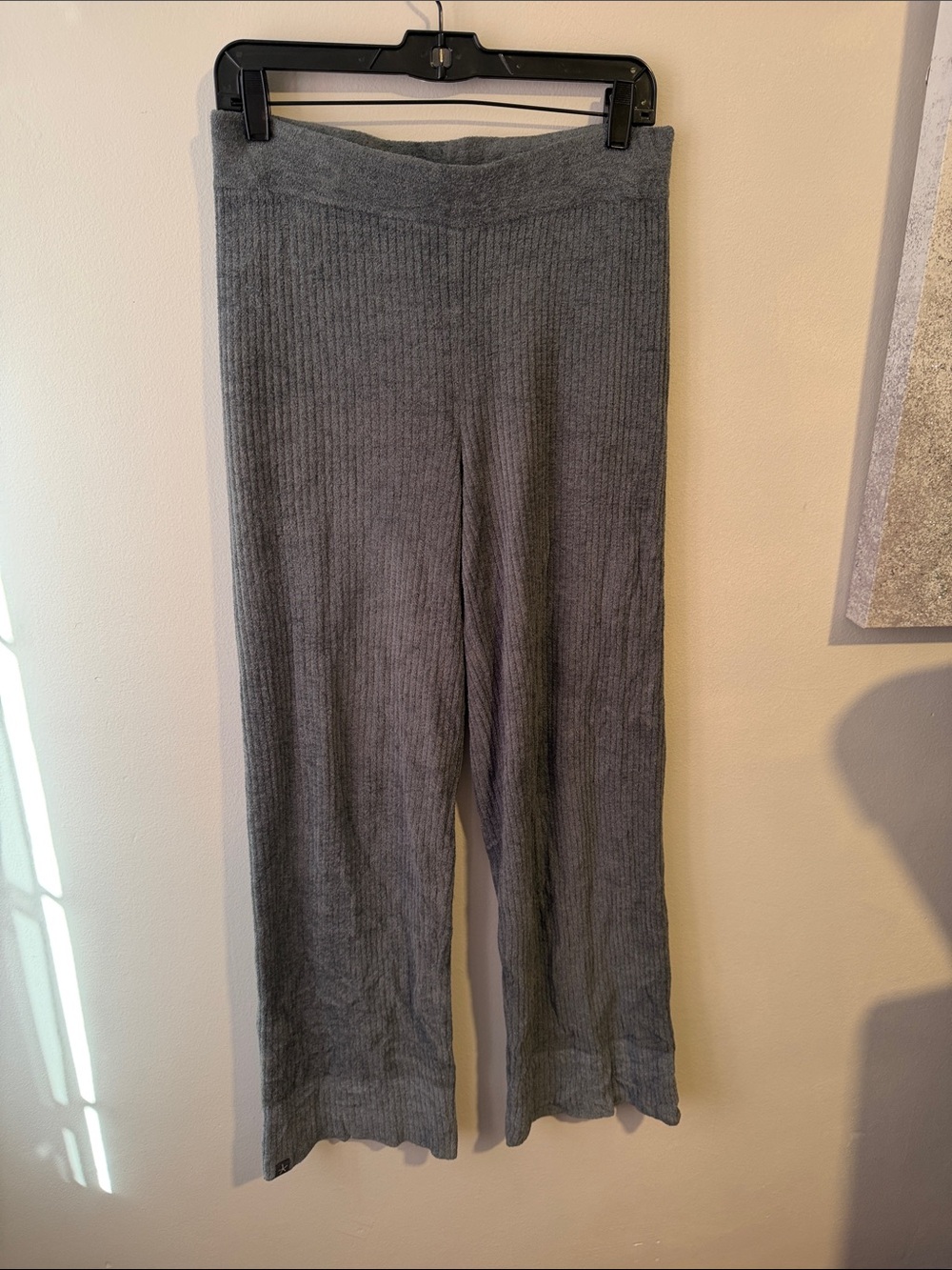 Barefoot Dreams Ribbed Knit Wide-Leg Pants - Gray/Green